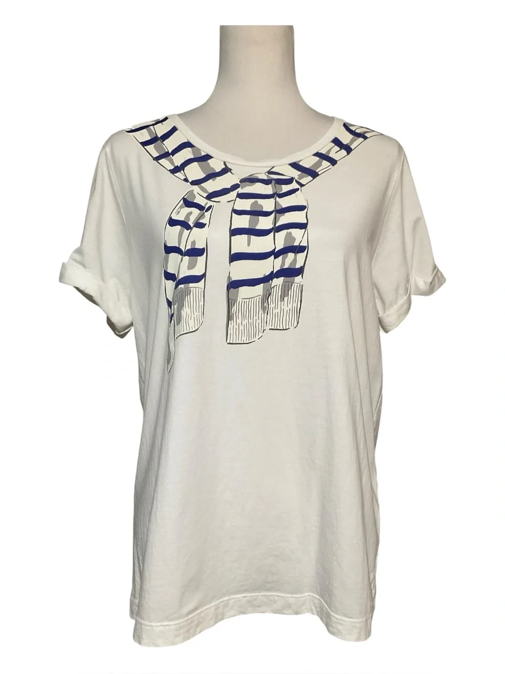 Kate Spade White Blue Broome Street Tromp L’Oeil T Size L